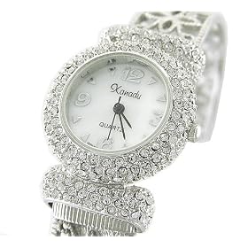 New Ladies 18K Plated Swarovski Crystal Bangle Watch