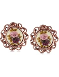 1928 Jewelry "Manor House" Rose Gold-Tone Clip-On Earrings