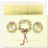 3 Gold Wreaths Christmas Cards -