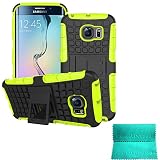 S6 Edge Case,Moment Dextrad *NEW* [Non-Slip][Perfect Fit][Stand Function] Hybrid Dual Layer Armor Defender Protective Case Cover ONLY for Samsung Galaxy S6 Edge *Three Months Warranty* (Green)