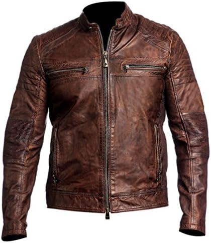 Cafe Racer Vintage Men's Distress Brown Biker Jacket