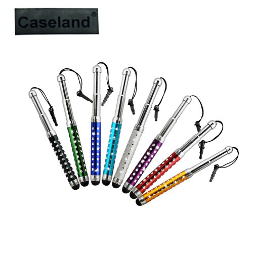 CASELAND 8 Pack Bling Stretch stylus Universal Touch Screen Pen for iPad 2 3 4 Mini, iPhone 4 4S 5, iPod Touch 3 4 5,kindle fire,Motorola Xoom, Samsung Galaxy Tab 8.9 10.1, Blackberry Playbook HTC Flyer Evo View Tablet