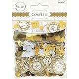 Amscan Elegant Decorative Confetti Anniversary Party Supplies, 1.2 oz, Gold/Black