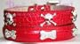 Dog Collar and Leash Set - 18-inch Swarovski Crystal Bone Dog Collars & leash set (red)