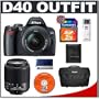 Nikon D40 6.1MP Digital SLR Camera + Nikon 18-55mm AF-S Lens Outfit + Nikon 55-200mm ED AF-S Lens + Nikon SLR Gadget Bag + 2GB Card