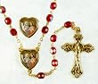 Crystal Rosary - Sacred Heart of Jesus and Immaculate Heart of Mary - 7mm Crystal Beads - 21in. Chain - Center Piece with Matching Lapel Pin - Gift Box Included - IMPORTED FROM ITALY