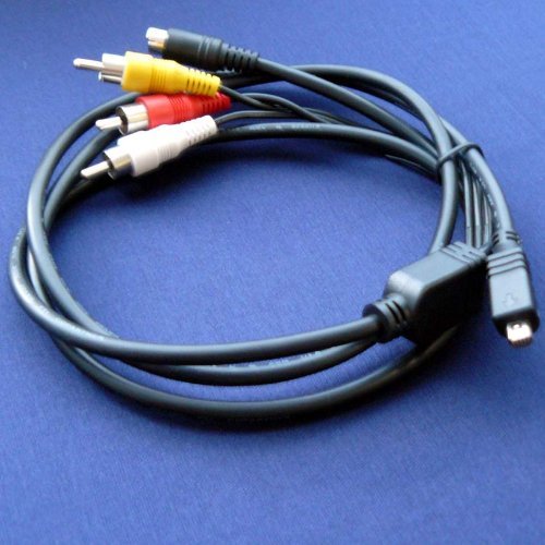 Sony Handycam DCR-SX85, DCR-SX85/E Compatible AV A/V TV-Out Audio Video Cable/cord/lead - 5 Feet Black - Bargains Depot®