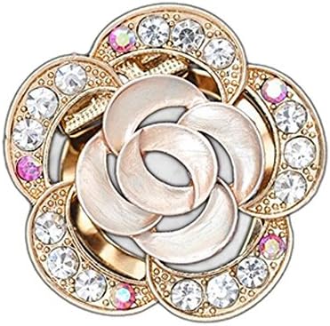 Women's Brooch Pin Camellia Flower Paved Rhinestone Scarf Clip
