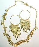 51c8jBfYALL. SL160  18K Gold Chain and Tiny Leaves Necklace With Matching Hoop Earrings Crafted by Creative Brazil