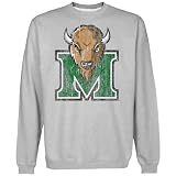 NCAA Marshall Thundering Herd Distressed Secondary Premium Crew Neck Fleece Sweatshirt - Ash