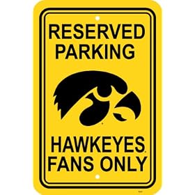 NCAA Iowa Hawkeyes 12-by-18 inch Plastic Parking Sign