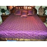 7p Blue Floral Sari India Bedding Bedspread Duvet King/ Queen