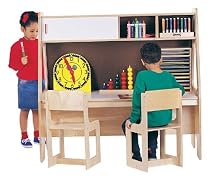 Twin Activity Center - Write-n-wipe easel with workstation for two.