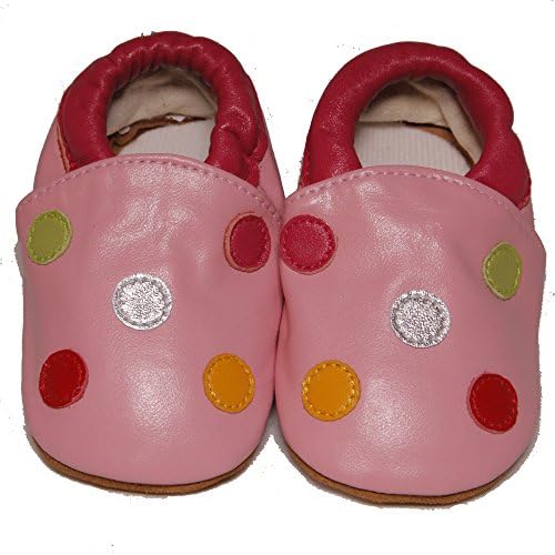 Baby Conda 100% Leather Handmade Polka Dot Baby Moccasins Soft Sole Slip on Baby Shoes Size 12 - 18 Months