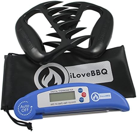 Meat Thermometers &amp; Pulled Pork Claws Set, iLoveBBQ®BBQ Meat Forks Shredding Handling &amp; Carving Food - Grill Smoker Instant Read Thermometer - Best BBQ Set for Grill Smoker or Slow Cooker - BPA Free &amp; FDA Approved - Safe and Sound to Enjoy Foods
