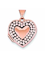Genuine .925 Sterling Silver Pink Ceramic Swarovski Elements Heart Locket 1.6 Grams. 100% Satisfaction Guaranteed.