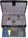Leather Watch Display Storage Box Chest Case For 10 Watches with Built-in Repair Band Link Sizing Toolkit