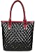 Ladies Black Gorgeous Quilted Patent Tote Shoulder Handbag.