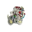 Santa on Motorcycle Pewter Pin with Genuine Austrian Crystal