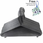 24 x BLACK PLASTIC CLOTHES HANGERS -...