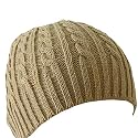 BEIGE TWISTED KNIT CABLE BRAID BEANIE SKULL CAP HAT
