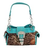 Camouflage Studded Rhinestone Buckle Purse Turquoise