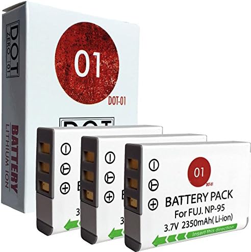3x DOT-01 Brand 2350 mAh Replacement Fujifilm NP-95 Batteries for Fujifilm X100, X100S, X-S1, REAL 3D W1, X100T, X30 Digital Camera and Fujifilm NP95