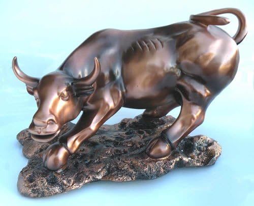 Large Antique Bronze Lucky Bull Resin Sculpture (Can Bring You Good Luck and Good Fortune). This Large Fine Antique Copper Bull Features a Handsome Base Perfect For Any Desk Display. The Naked Eye Has Captured This Sleek Bull Frozen In Time and Ready To Take on The Battle. With a Ferrous Look and Smoke Coming Out of Those Big Nostrils This Bull is Definitely Dangerous. Measurement: Approx 15.5" L x 8.75" W x 8.5" H. Buffalo Sculpture is Composed of Quality Resin.Ideal to Decorate Your Home or Office. Perfect for Collection, and Gifts-Giving.