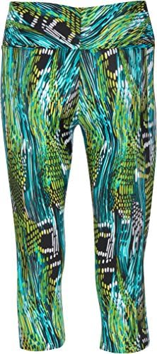 Bpassionit Activewear Capri Legging with Hidden Tennis Ball Pockets (X-large, Turquoise/Green/Blue Print)