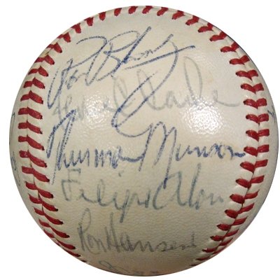 1971 NY Yankees Multi Signed (22 Signatures) Autographed/Hand Signed AL Baseball Thurman Munson, Mel