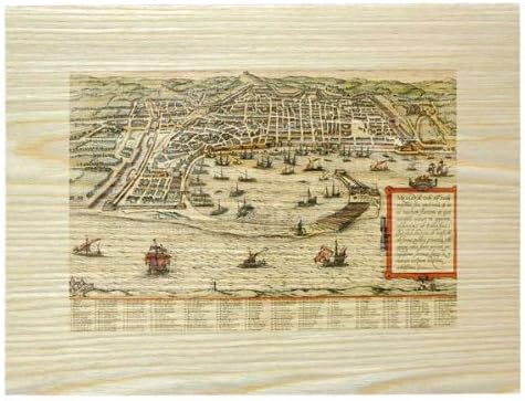 Antique Maps Harbor City Wood Veneer Wall Art by Studio Arts