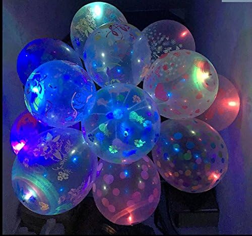 Mingyaa 15 PCS 12"LED Light Up mixed colors Balloons for Party Birthday Decoration,Light Paper Lantern Balloon Floral Wedding Party Decoration