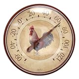 Chaney Instrument 12.5 Inch Indoor/Outdoor Thermometer, Rooster Design