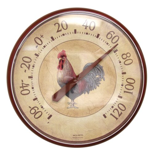chaney instrument 125 inch indoor outdoor thermometer rooster design  more detail click!