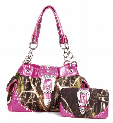 Western Belt Buckle Purse Camouflage Handbag Camo with Matching Wallet