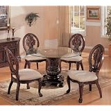 5pc Dining Table and Chairs Set with Detail Carvings Cherry Finish by visiondecor Furniture