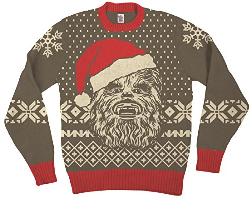Star Wars Chewbacca Big Face With Santa Hat Adult Brown Ugly Christmas Sweater