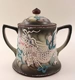 Dragonware Moriage Double Handled Sugar Bowl & Lid Japan