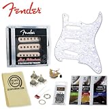 Fender Hot Noiseless Guitar Pickups with Stratocaster Accessories - Includes: Pearl White Pickguard, 5-way Switch, 3-250k Volume pot, Guitar Polish & DPS Polishing Cloth