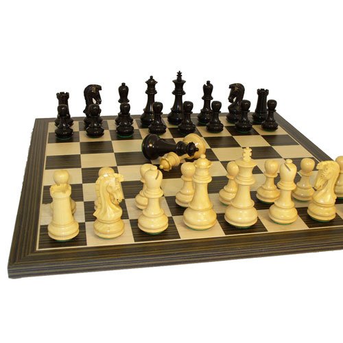 Worldwise Imports Ebony and Boxwood Victorious Knight Chessmen with Ebony and Maple Board