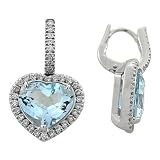 Almaz 18kt White Gold Heart Diamond & Aqua Earrings (.83ct. tw.)