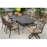Darlee Flamingo 86 Inch Oval Cast Aluminum Dining Set With Cushions