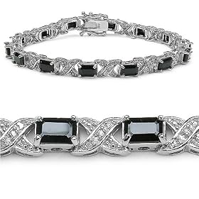 10.55 Carat Genuine Sapphire and Diamond Silver Bracelet by JewelzDirect