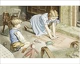 Photographic Prints of Siblings playing with toys near the fire from Mary Evans