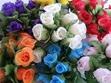 51c9kPbMAvL. SL160  84 Poly Silk Rose Buds Flower 4 Stem//Bouquet H415 Mix