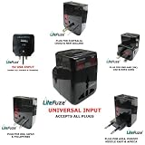 LiteFuze WP-102U All-in-One Universal Travel Power Plug Adapter for US, Asia, Europe, UK, China, Australia & New Zealand with USB Charger for Worldwide Use.