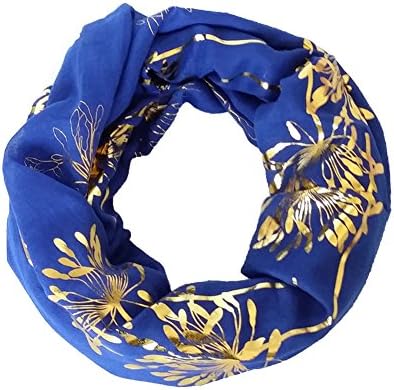Lily Park Womens Fashion Soft Light Weight Floral Print Sheer Scarf Shawl Wrap (Navy Infinity)