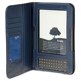 GTMax Leather Protector Cover Case with CC slot - Dark Blue for Kindle 3 3G + Wi-Fi 3rd Generation