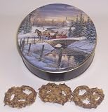 Scott's Cakes Milk Chocolate Covered Pretzel with Walnuts in a Mini Sleigh Ride Tin