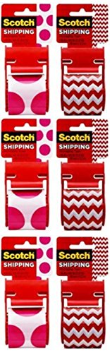 Scotch Decorative Shipping Packaging Tape, 1.88 x 500 Inches, 6 Rolls